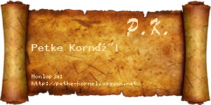 Petke Kornél névjegykártya